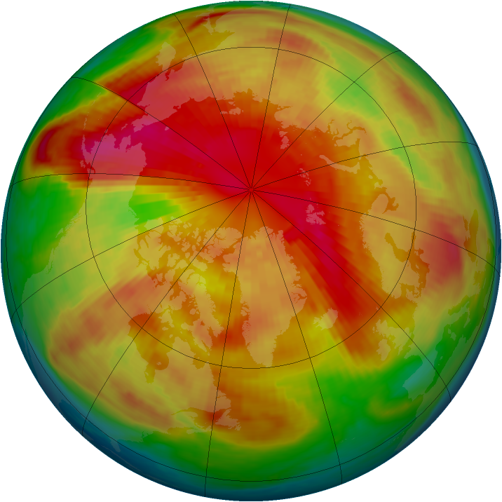 Arctic ozone map for 13 March 1988